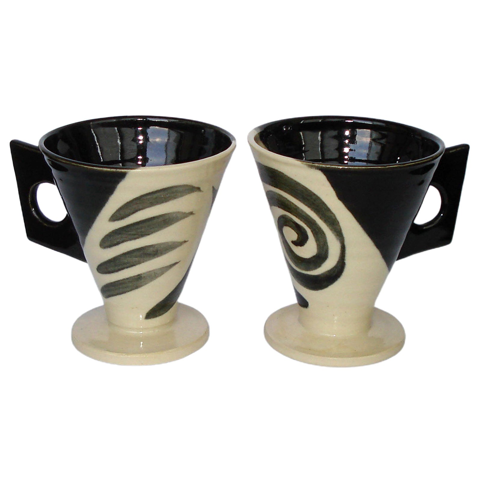 Pair of Designer Ceramic Mugs, Sweden, 1990s
