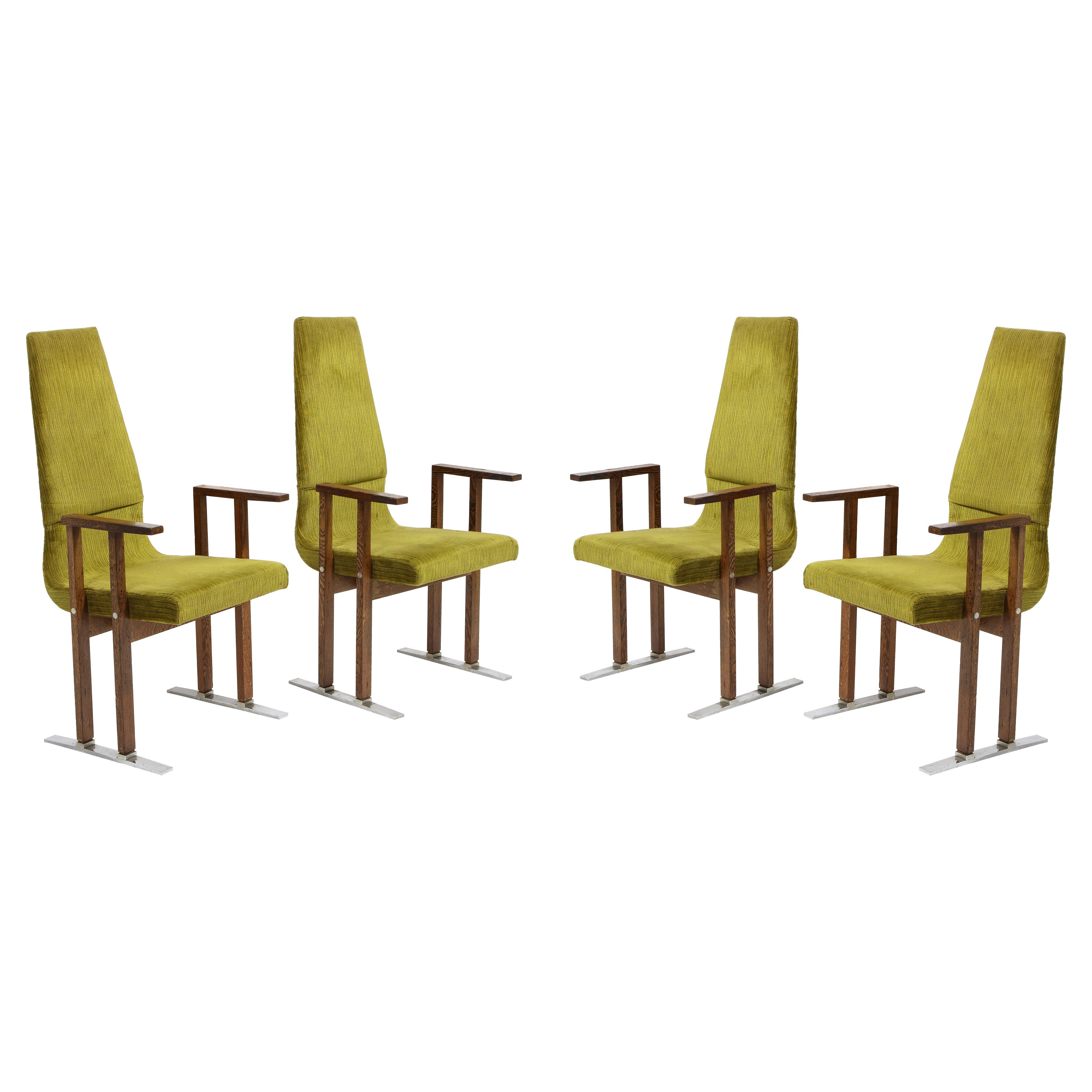 Set of Four Palmwood Armchairs, Italy, 1970s