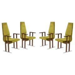 Set of Four Palmwood Armchairs, Italy, 1970s