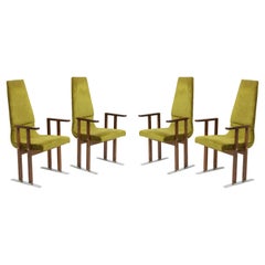 Set of Four Palmwood Armchairs, Italy, 1970s