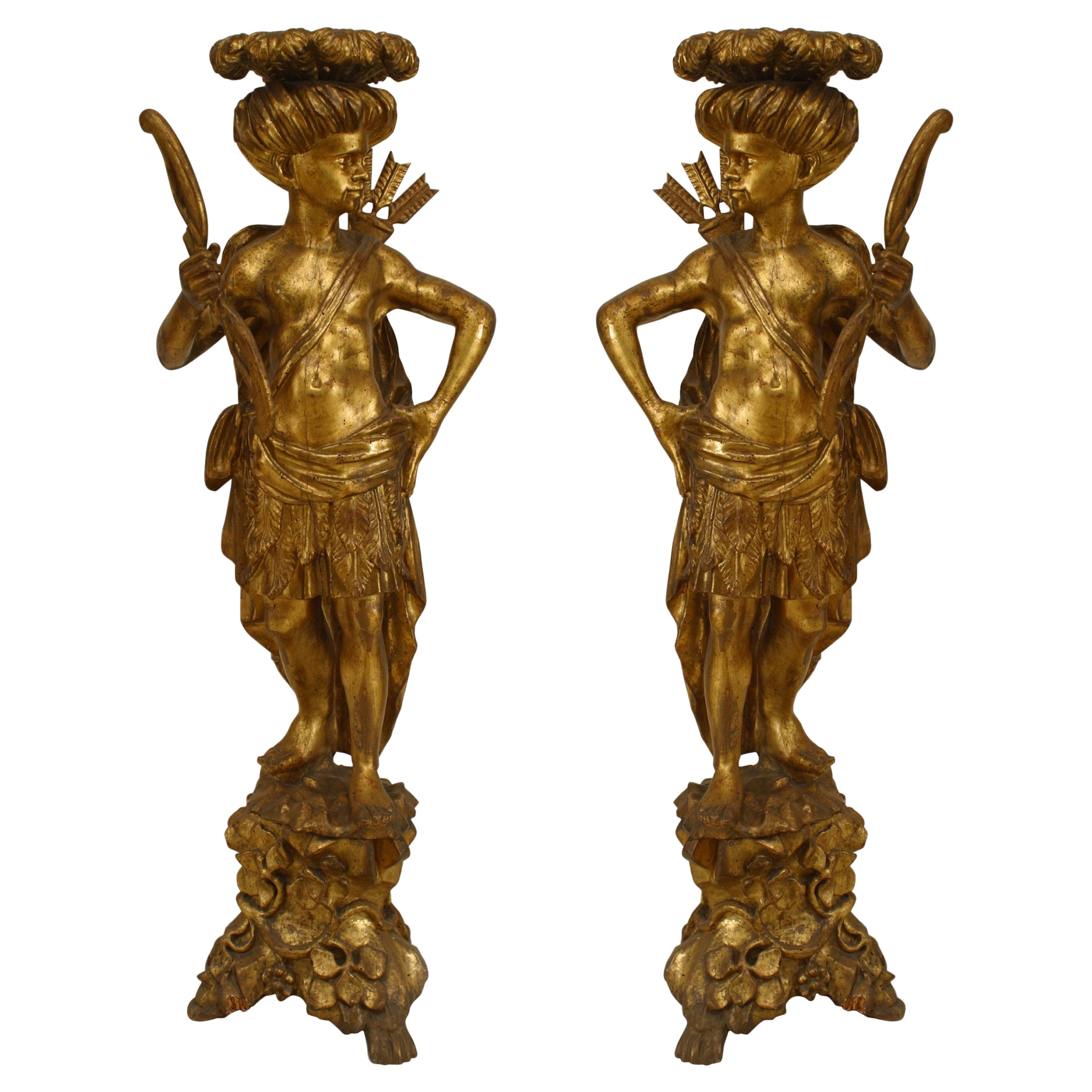 Paar italienische venezianische vergoldete Figuren im Angebot