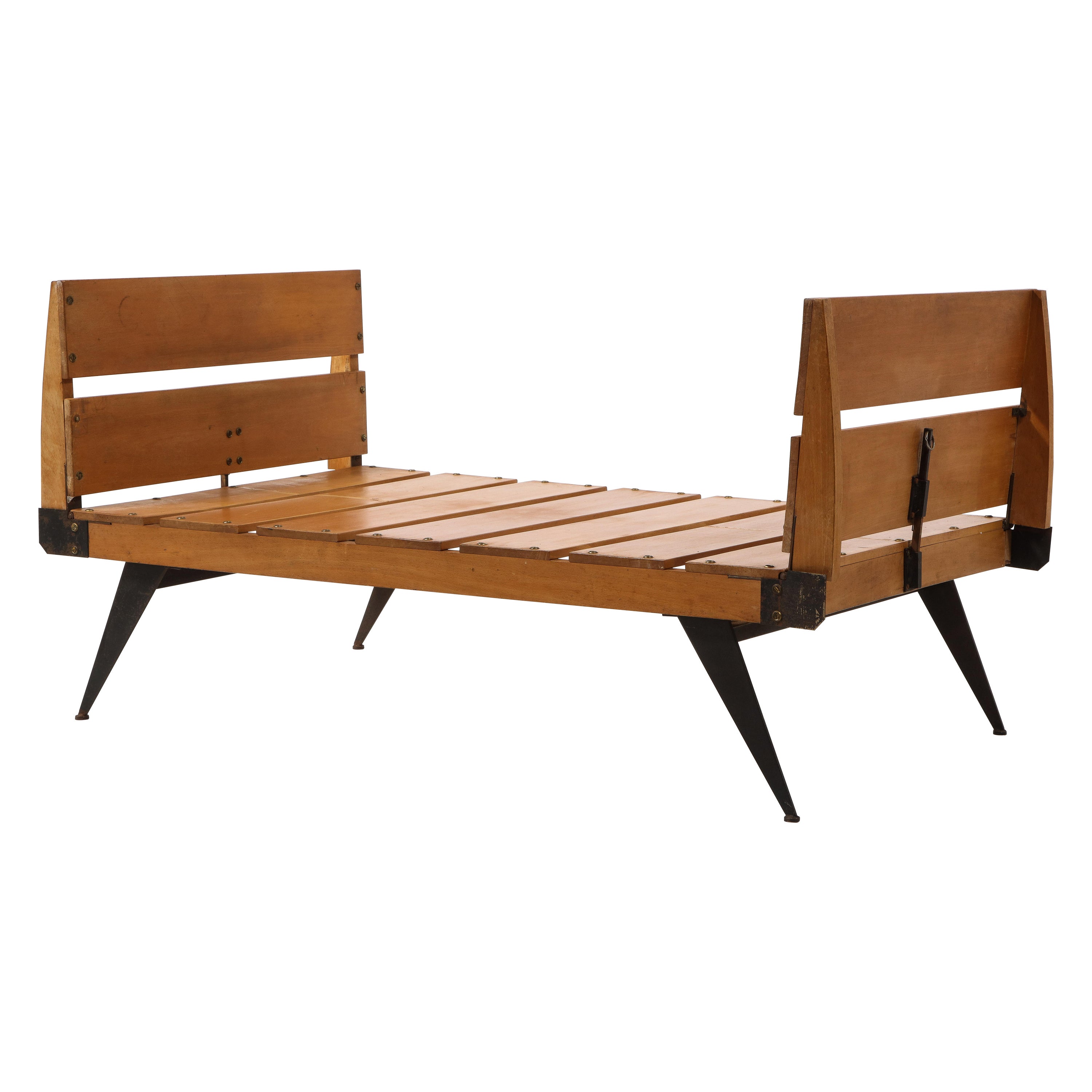Metal & Wood Convertible Daybed, France 1950's For Sale