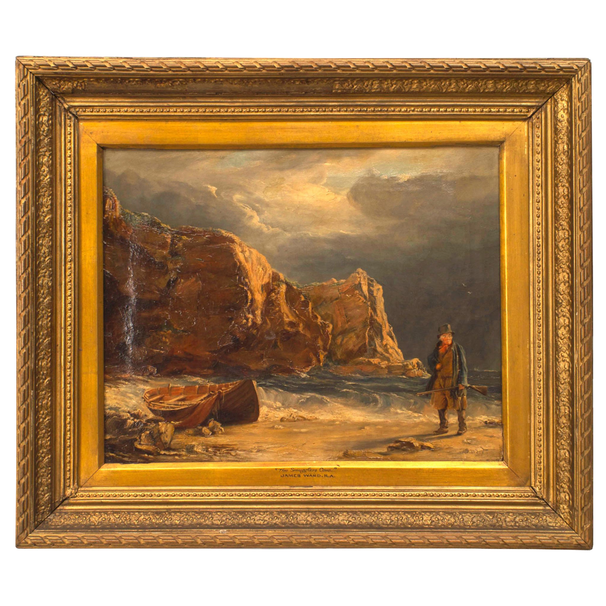 James Ward Oil Painting "The Smuggler's Cove" For Sale