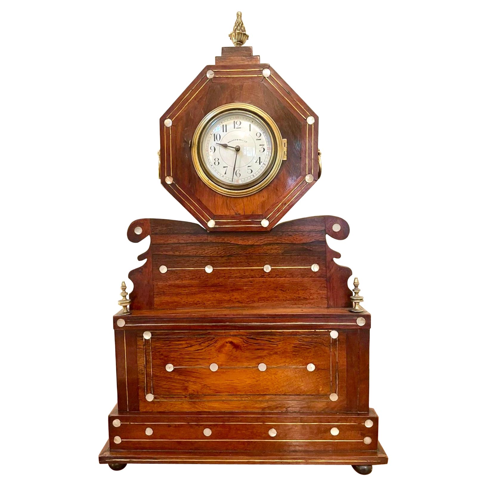 Antique 19th Century Rosewood Inlaid Mantel Clock