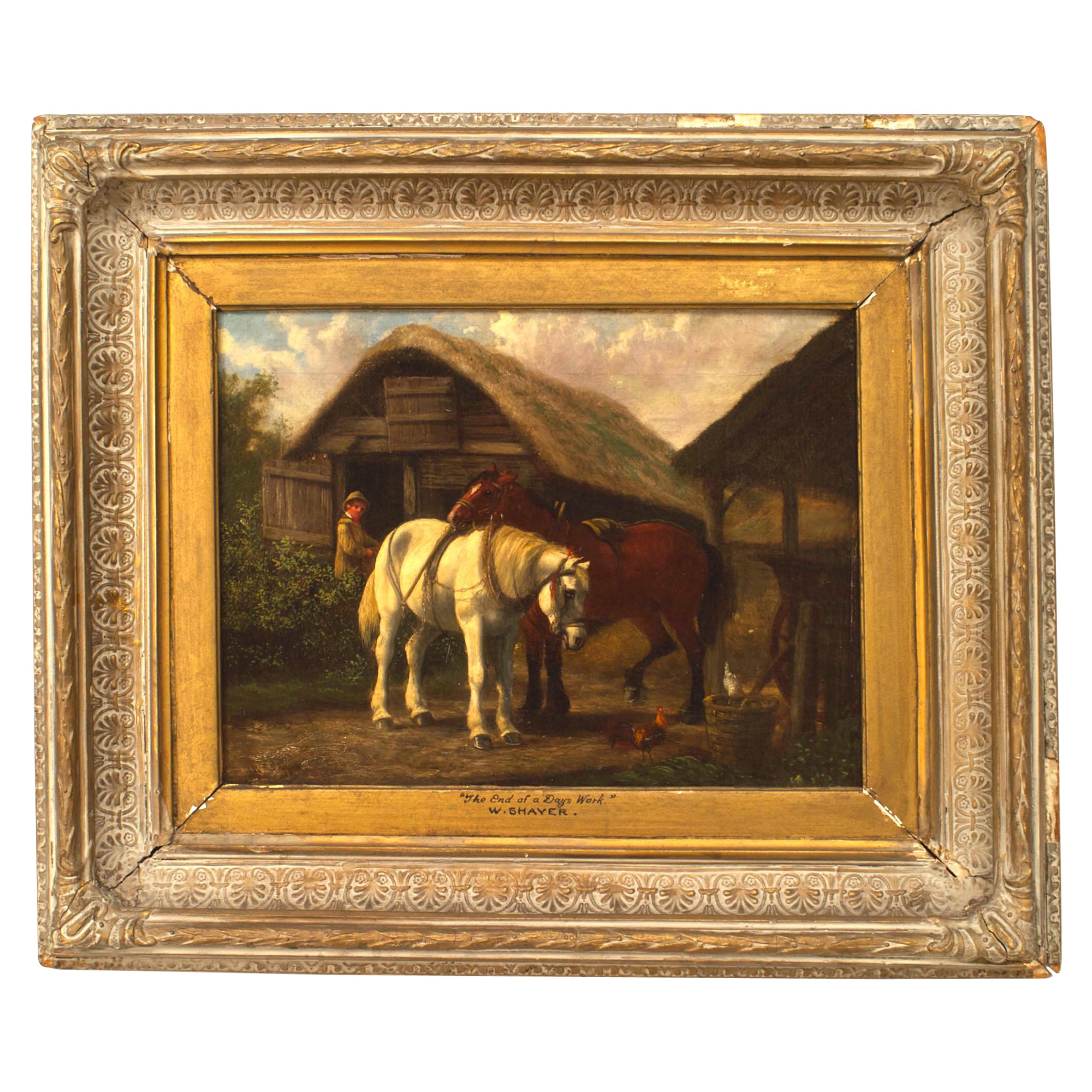 Peinture à l'huile de William Shayer représentant une scène de ferme