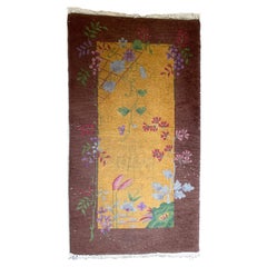 Handmade Antique Art Deco Chinese Rug, 1920s, 1B873