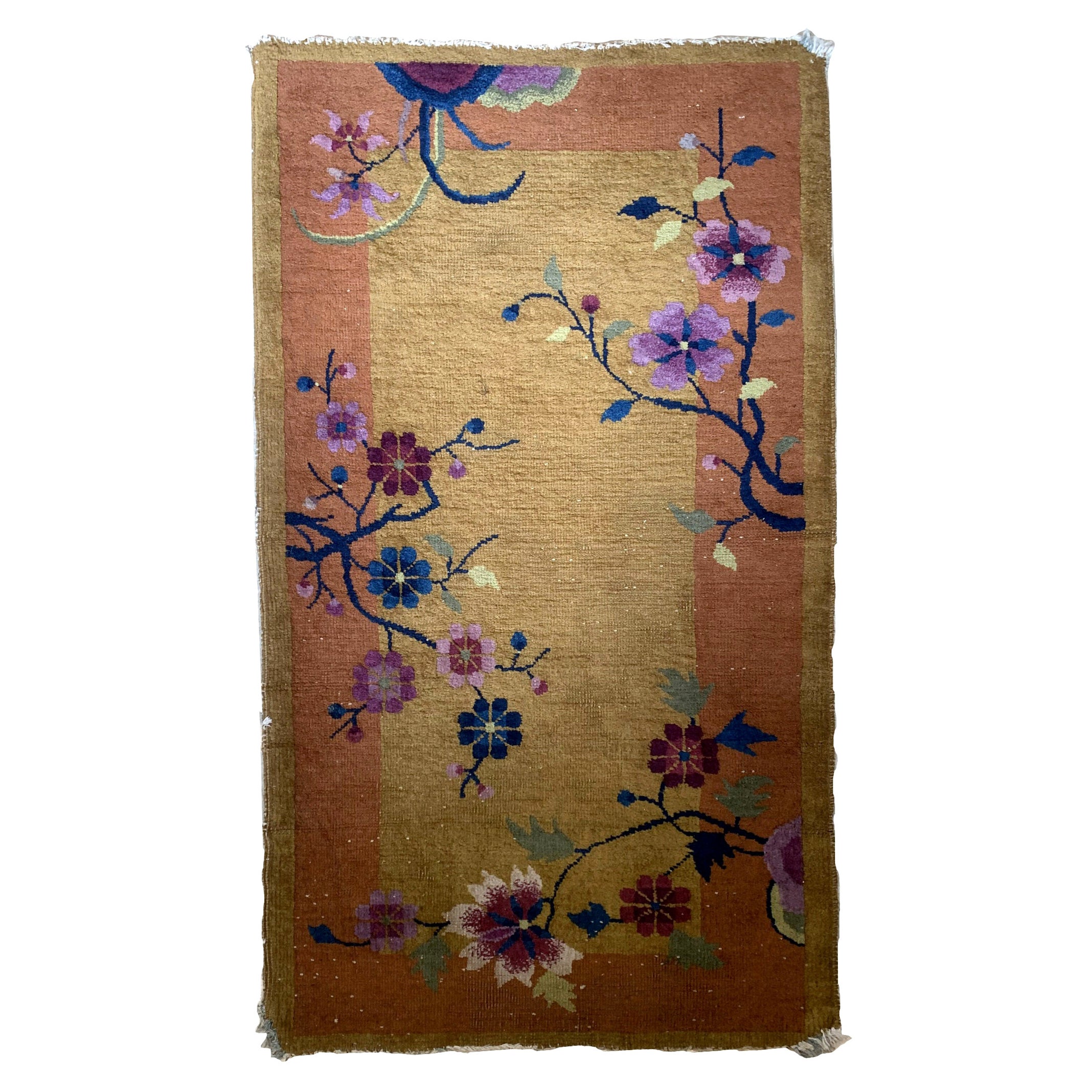 Handmade Antique Art Deco Chinese Rug, 1920s, 1B874