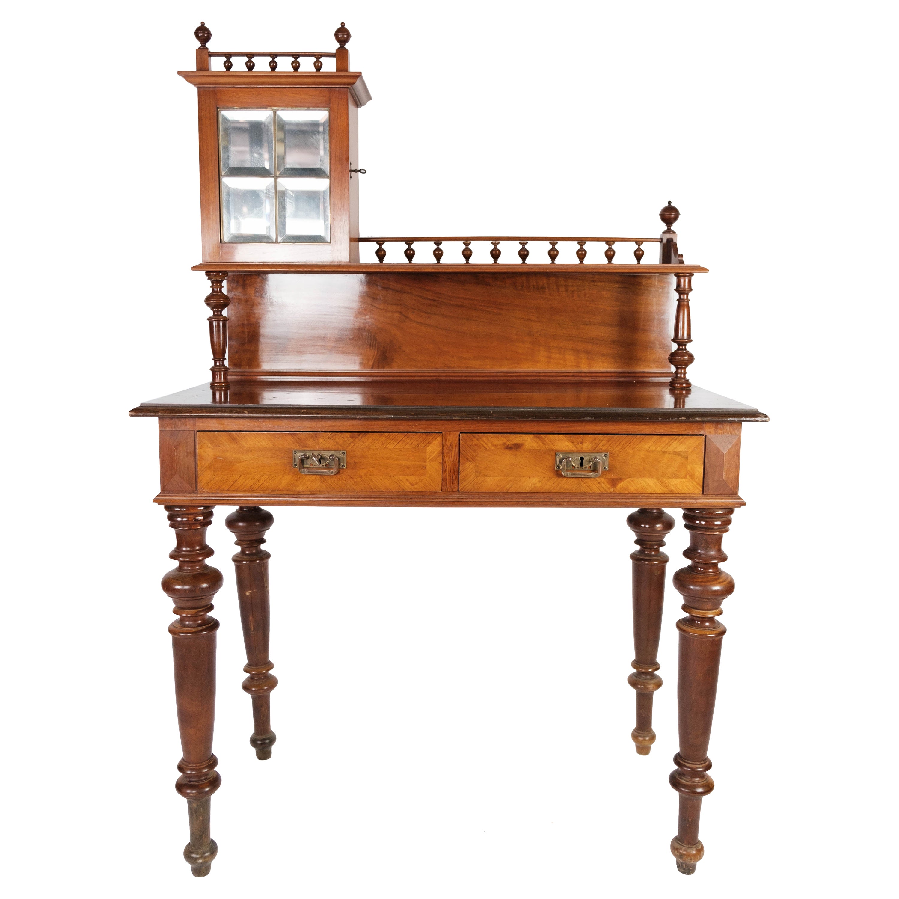 Dressing Table Made In Walnut With Glass From 1880s