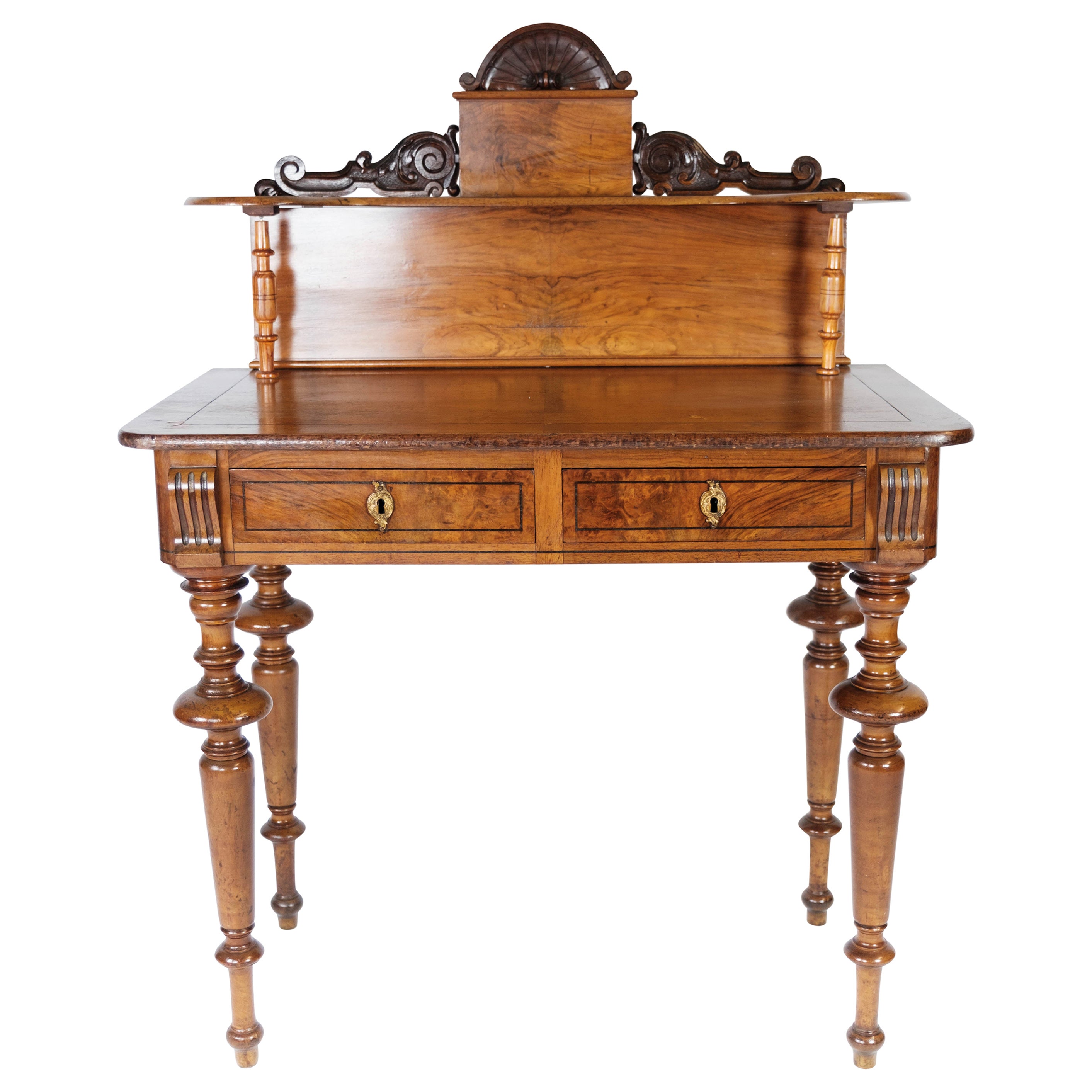 Dressing Table/Desk of Walnut and Decorated with Carvings, 1880s