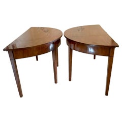 Pair of George III Mahogany Demi Lune Console Tables