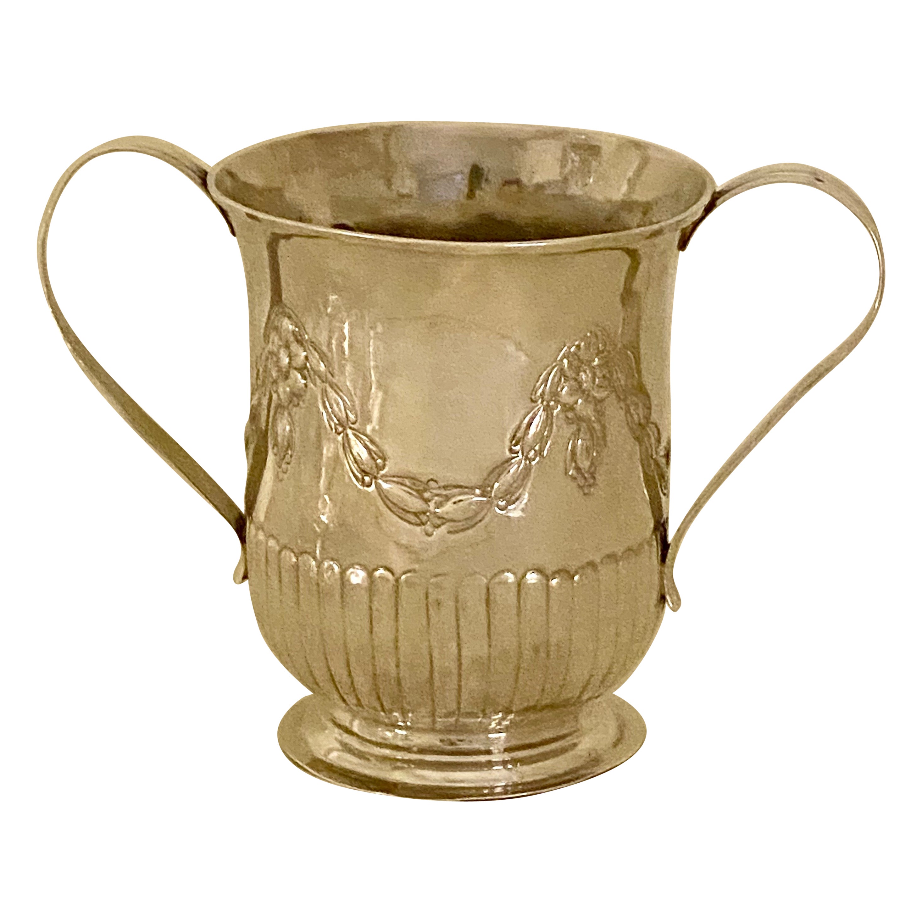 Antiker George III.-Porzellanring aus Sterlingsilber mit 2 Griffen, um 1778