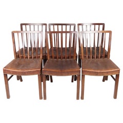 Set of Six Dining Room Chairs of Mahogany by Fritz Hansen, 1940s