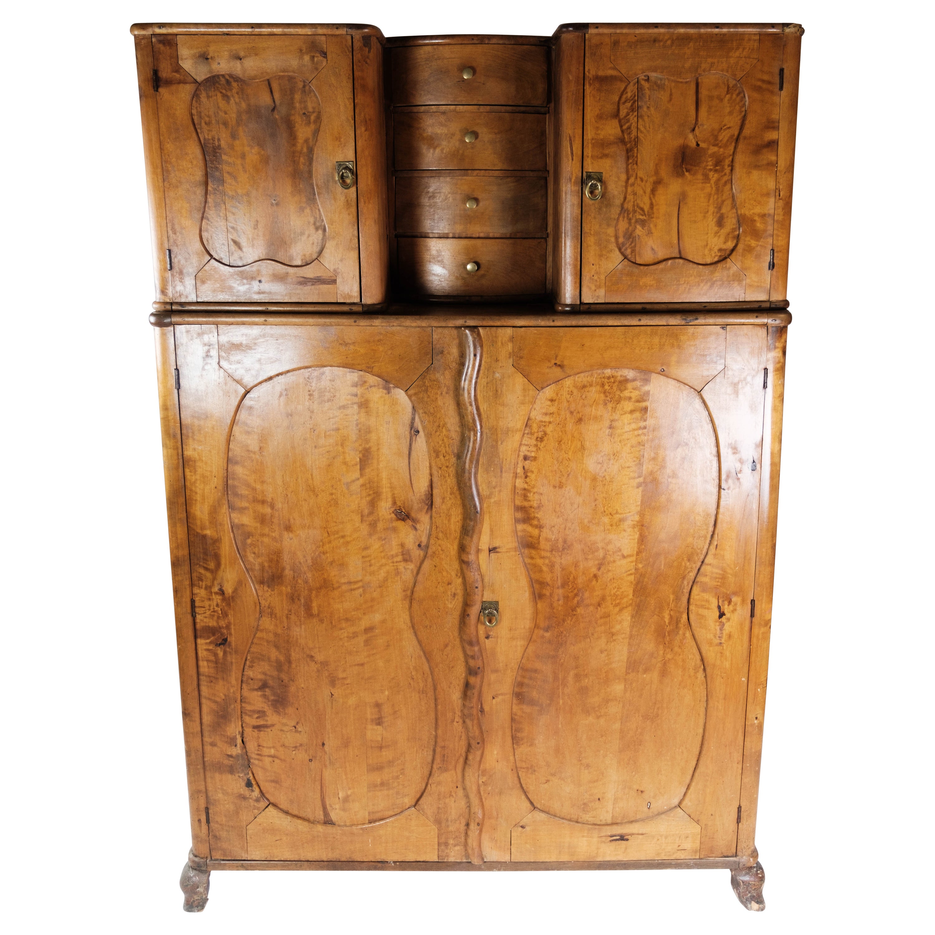 Tall Cabinet of Birch Wood, in Great Antique Condition from 1860