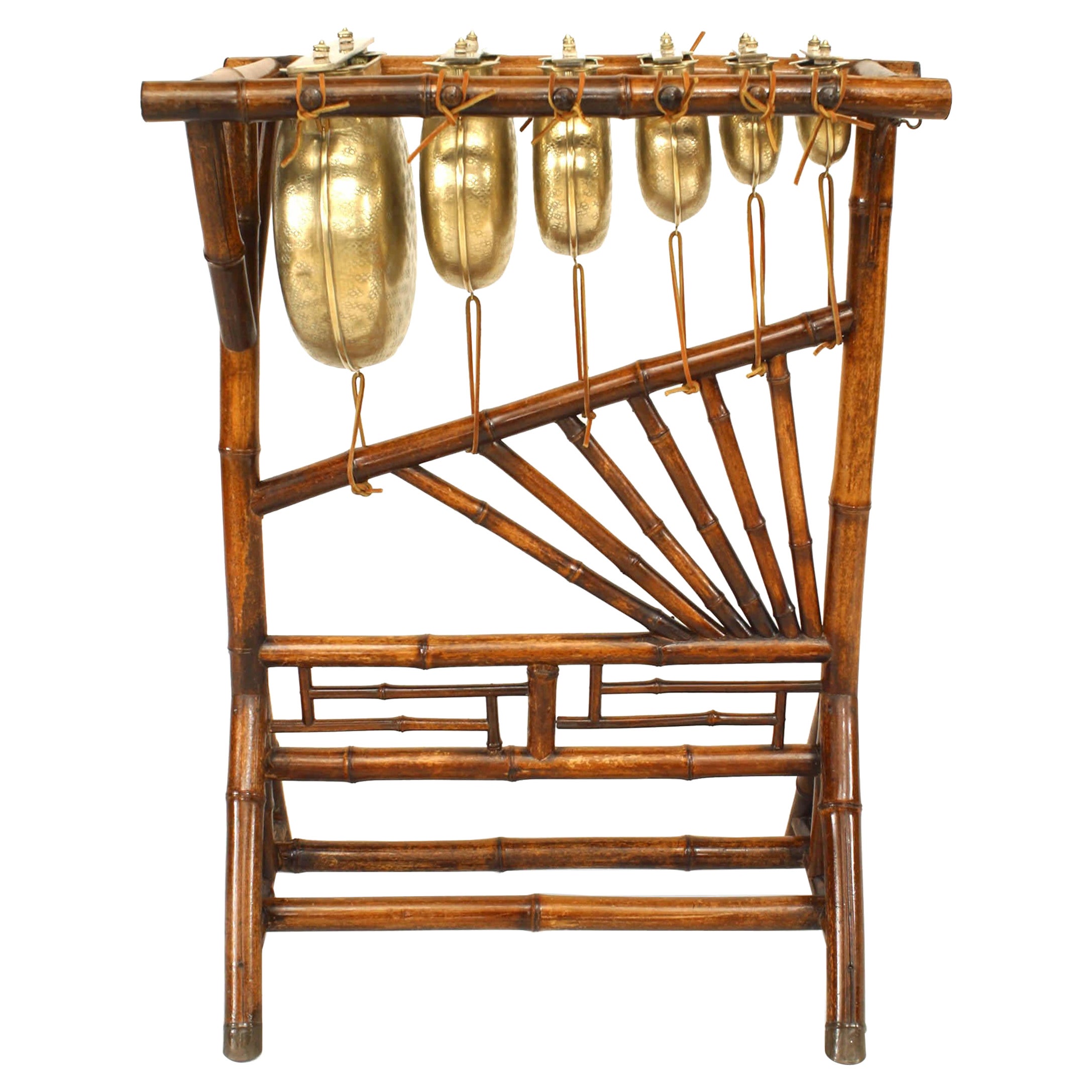 English Victorian Bamboo Gong Stand For Sale
