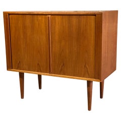 Kai Kristiansen Danish Modern Teak Tambour Door Record Cabinet