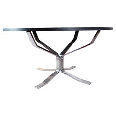 Table basse ronde avec plaque en ardoise noire par Sigurd Ressell Falcon, années 1960