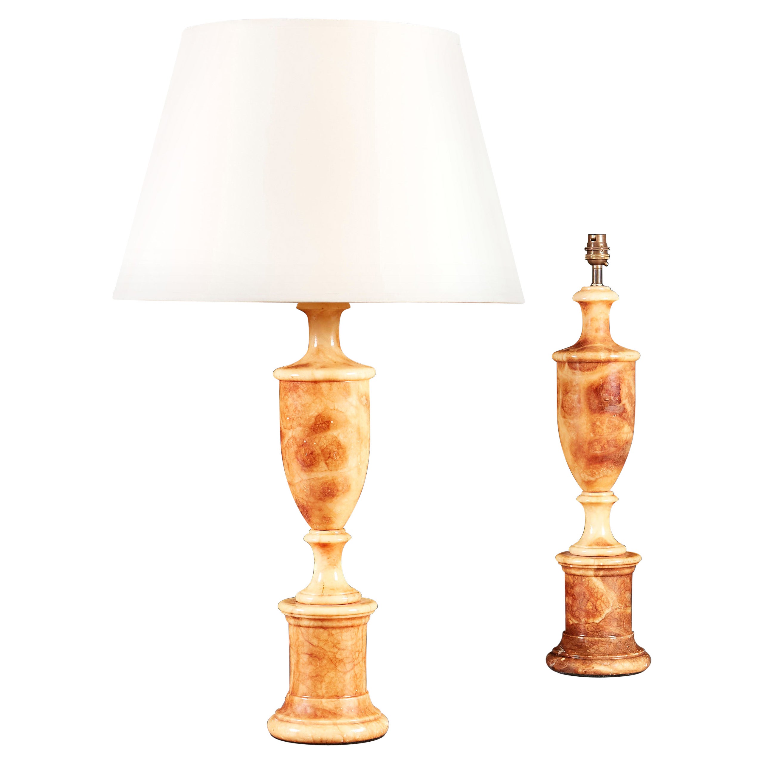 Pair of 19th Century Marble Column Lamps For Sale