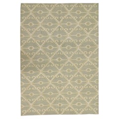 Modern Kilim Rugs Handmade Kilim Geometric Aztec Cream Green Area Rug
