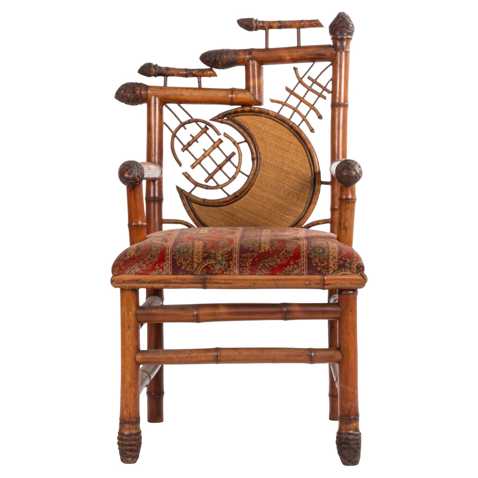English Victorian Bamboo Moon Arm Chairs For Sale