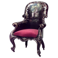 English Victorian Lacquered Bergere Arm Chair