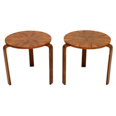 Pair of Vintage Walnut Bentwood Stacking Stools / Side Tables