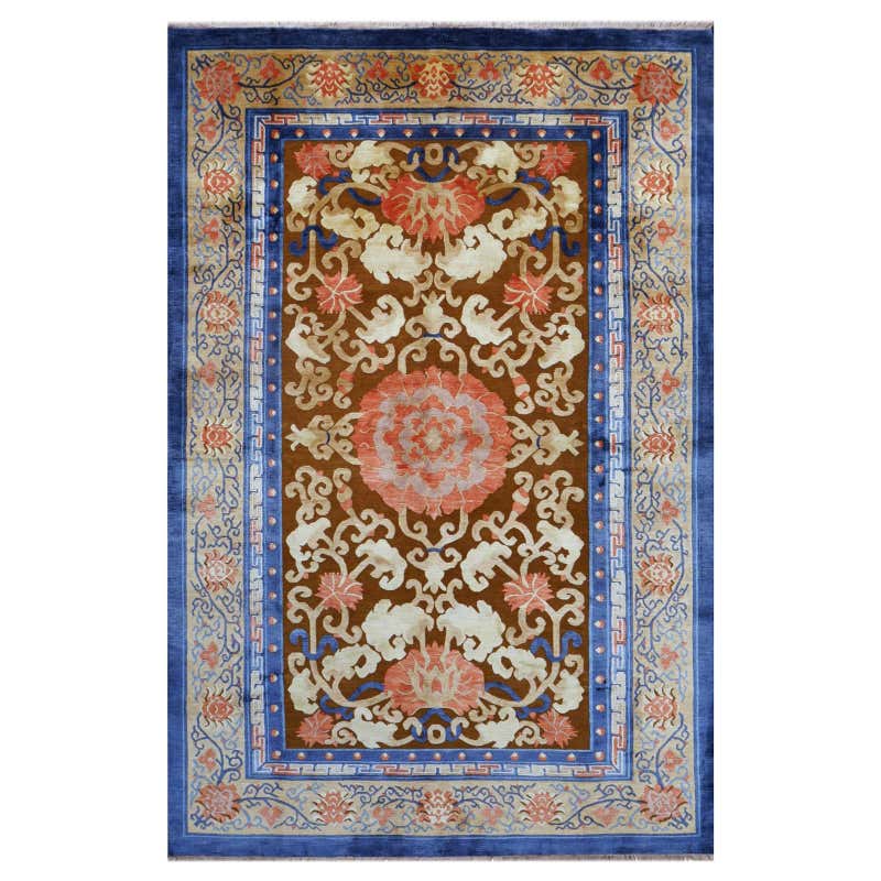 Vintage Chinese Fur Lether Rug with Landscape and Crane Wall Decoration ...