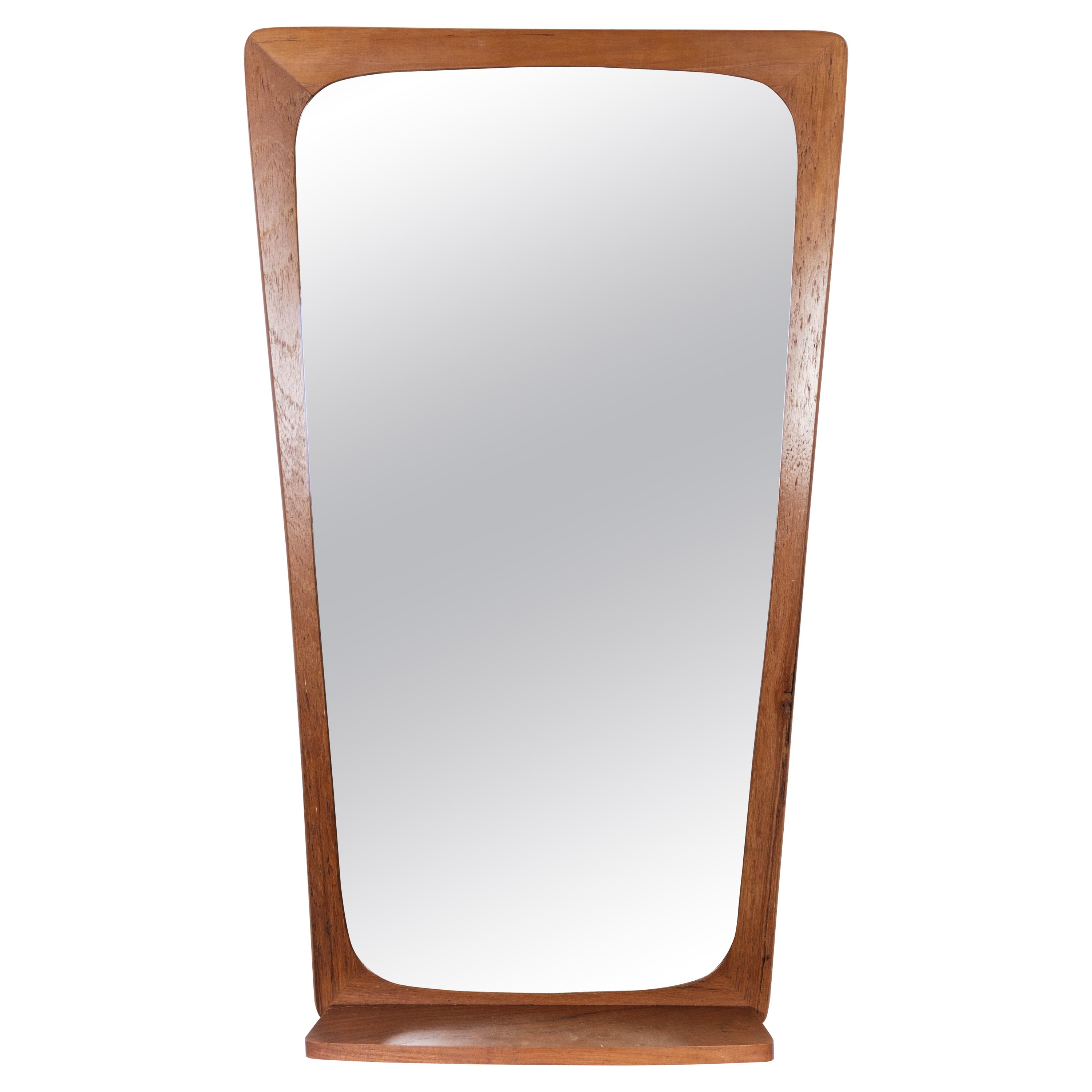 Mirror Made In Teak With Shelf, Danish Design From 1960s For Sale