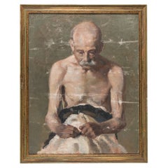 C.1900 Italian Tempura on Canvas Study of an Elderly Gentleman
