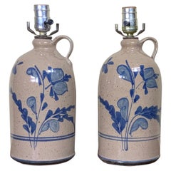 Pair of Vintage Ceramic Bottle Table Lamps 20th C