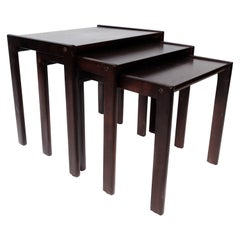 Set of Nesting Tables in Dark Wood of Danish Design from the 1960s