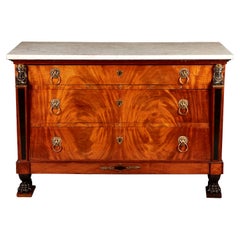 Empire Flame Mahogany Commode by and Stamped Jean Frédéric Ratié