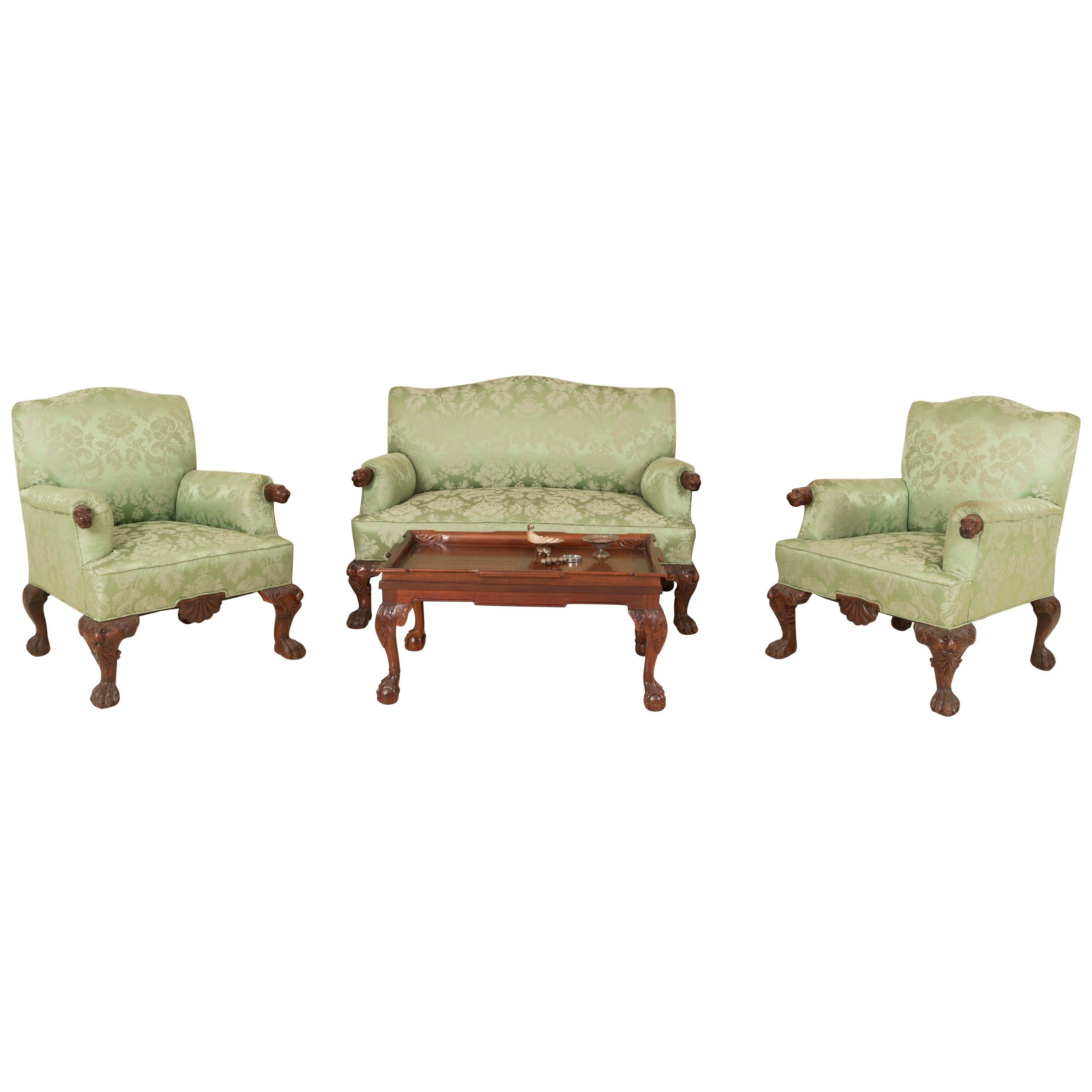 English Georgian Green 3-Piece Living Room Set For Sale