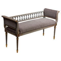 Vintage Louis XVI Style Painted Gilded Bench