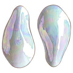 Lot de 2 x Indulge n3 / Iridescent / Plat d'appoint, vaisselle en porcelaine faite à la main