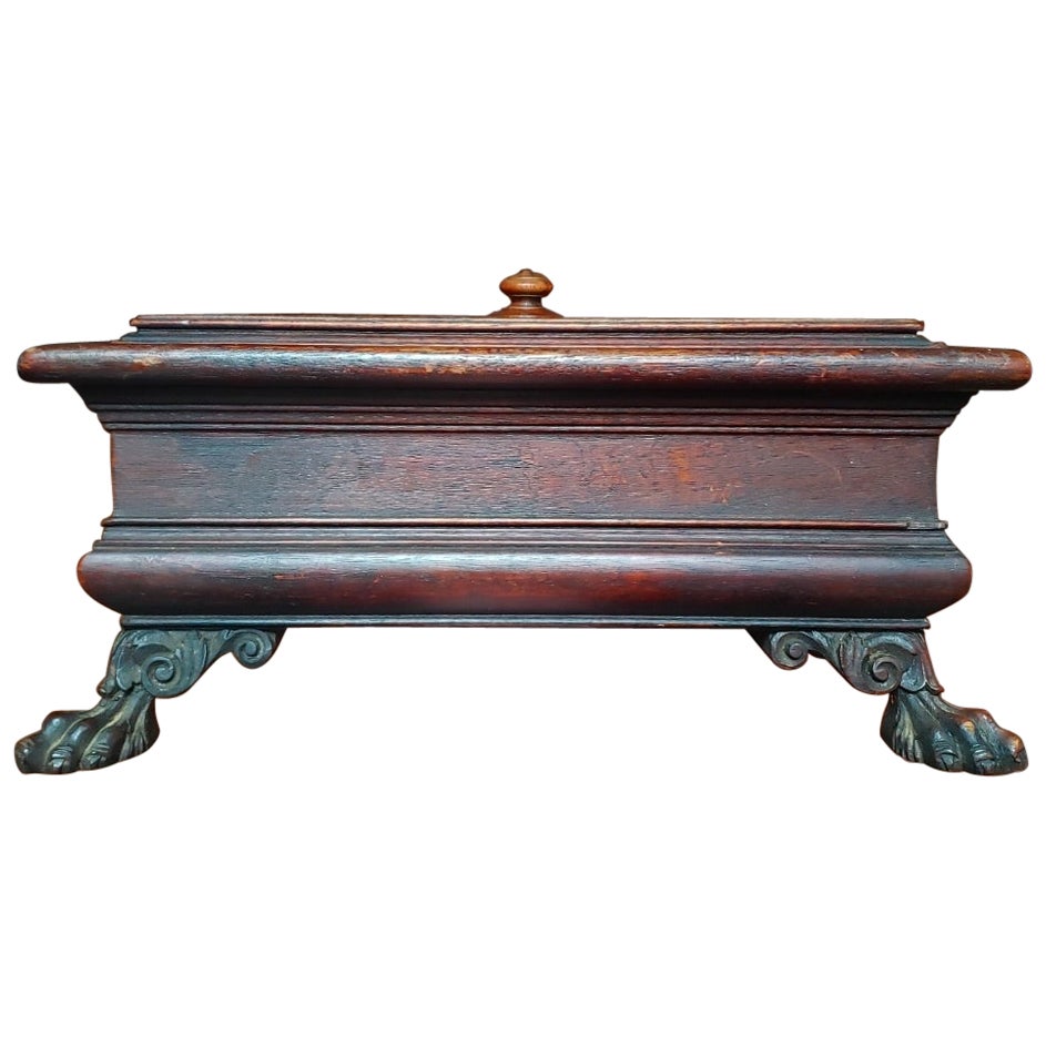 Renaissance Revival Wooden Desk Top or Jewelry Box in Walnut