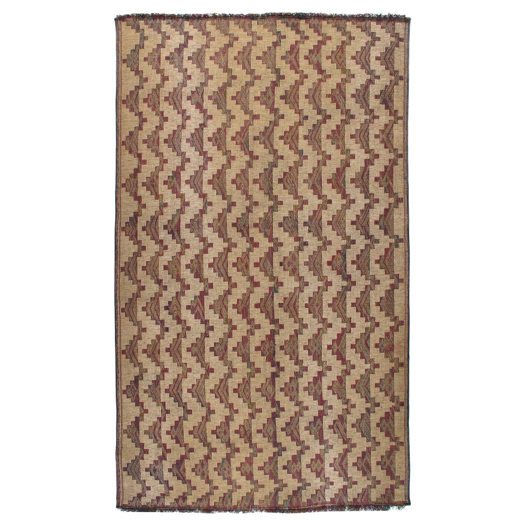 Vintage Mid-Century Moroccan Tuareg Mat Handwoven Rug 