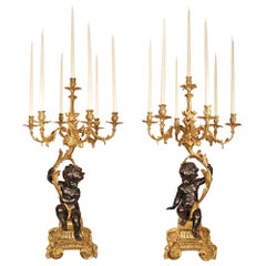 Pair of French Mid 19th Century Louis XV St. Candelabras