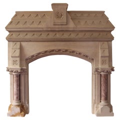 Limestone Gothic Revival Mantel in the Manner of Pugin