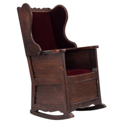 18th/19th English Country Winged Pine Rocking Chair