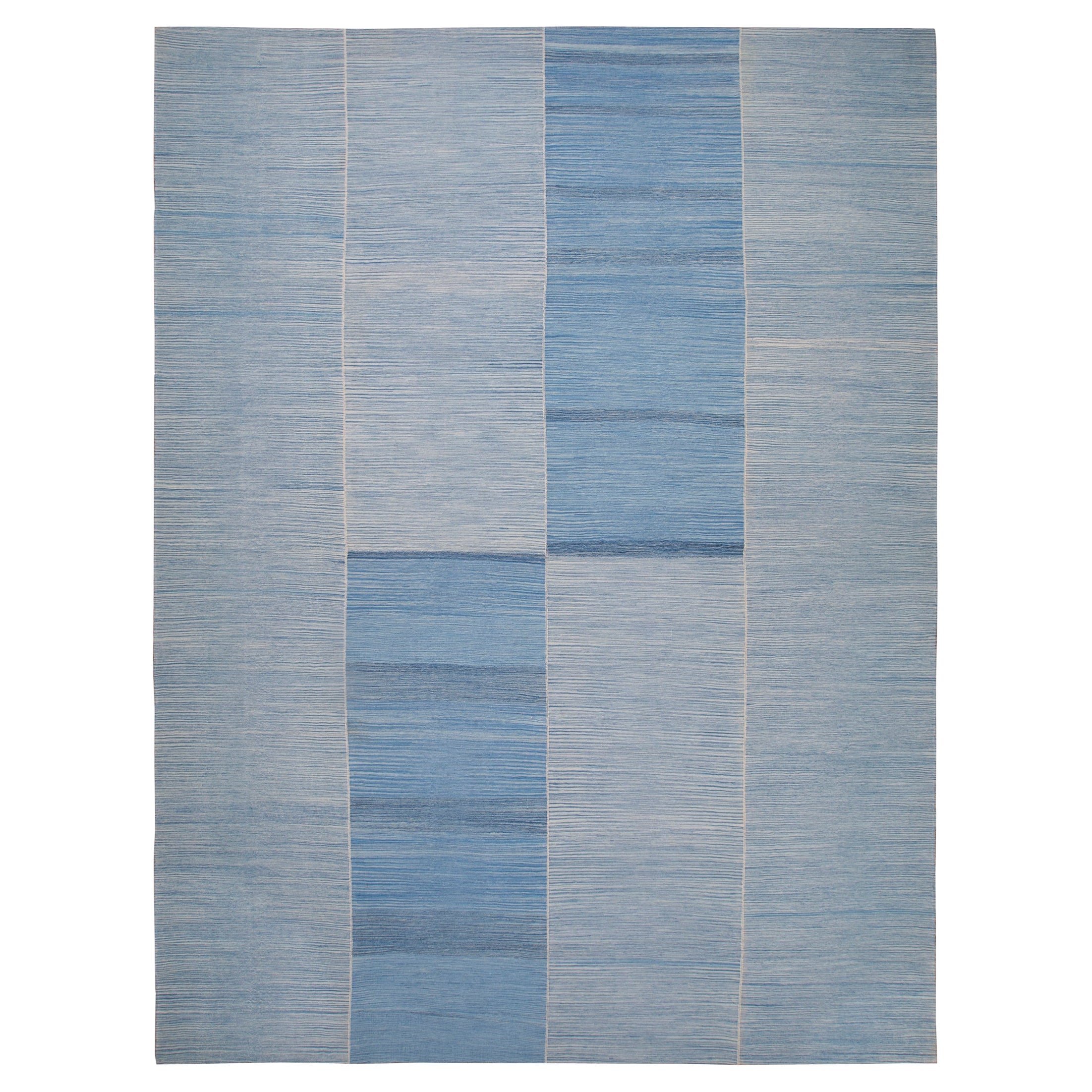 Mid-Century Modern Style Minimalist Mazandaran Flatweave Rug For Sale