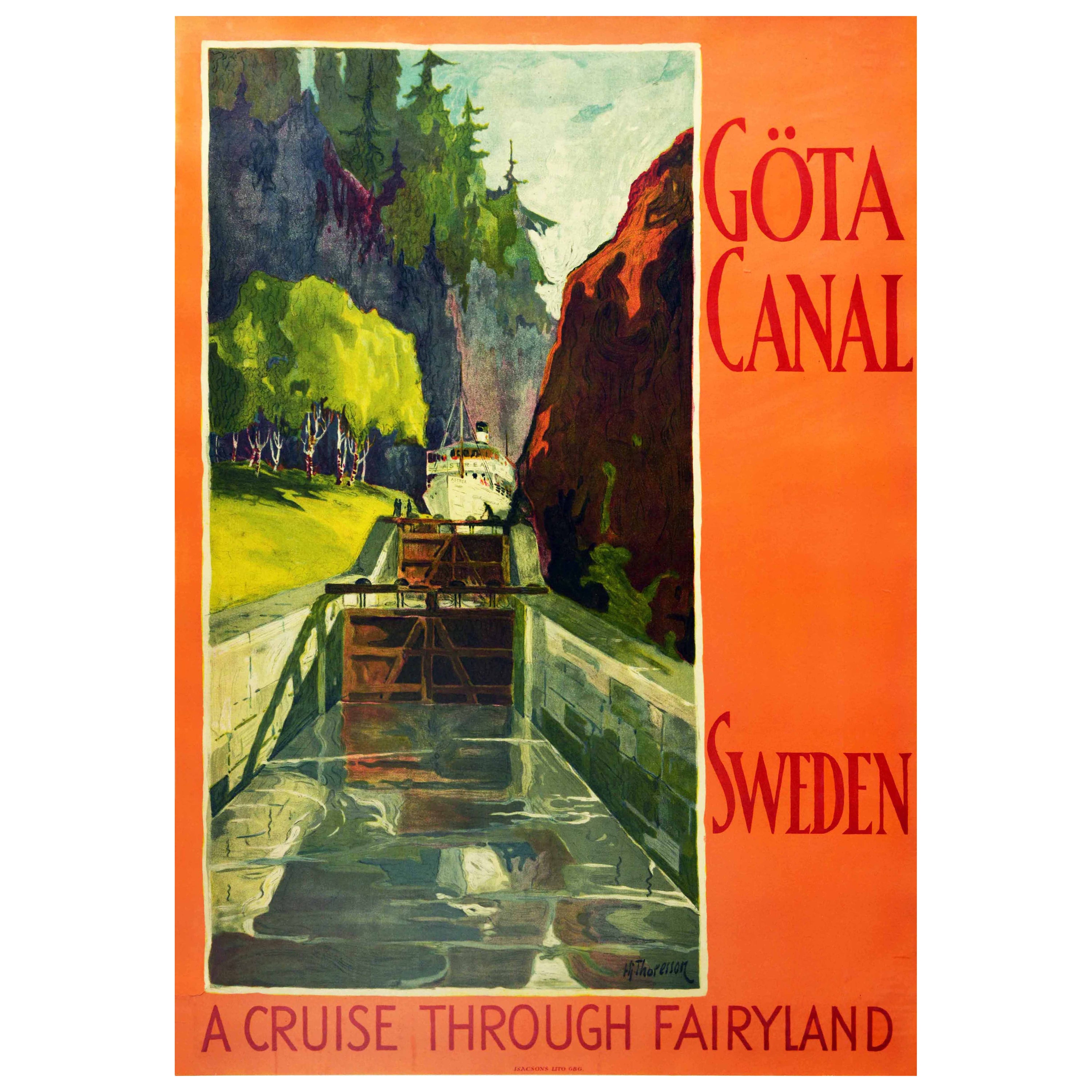 Original Vintage Poster Gota Canal Cruise Through Fairyland Sweden Sailing Art For Sale