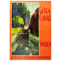 Original Vintage Poster Gota Canal Cruise Through Fairyland Sweden Sailing Art