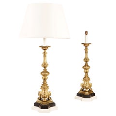 Fine Pair of William IV Ormolu Candlestick Lamps