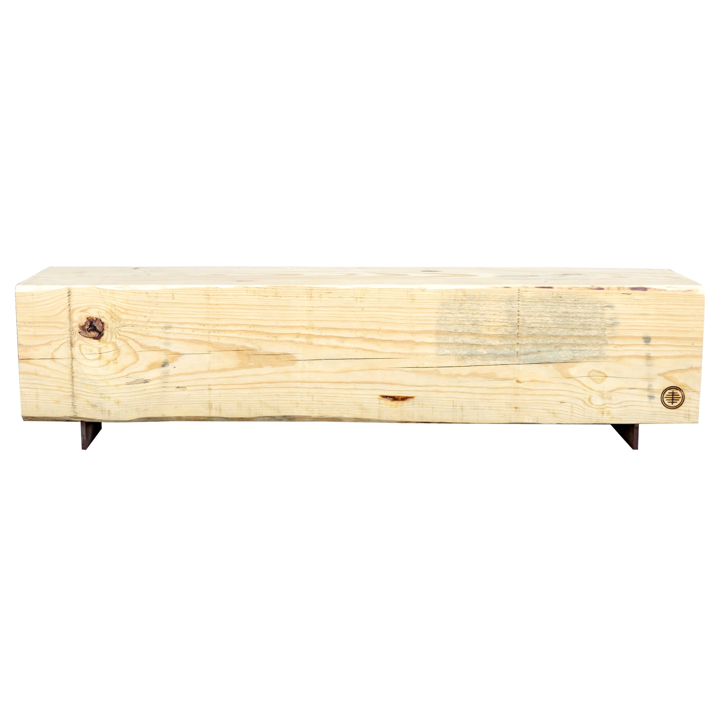 Rustic Indoor / Outdoor Pine Bench Pine and Corten Steel Base 'In-Stock'