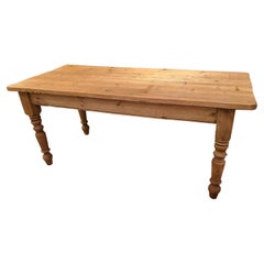 Antique British Scrubbed Pine Farm Table Dining Table