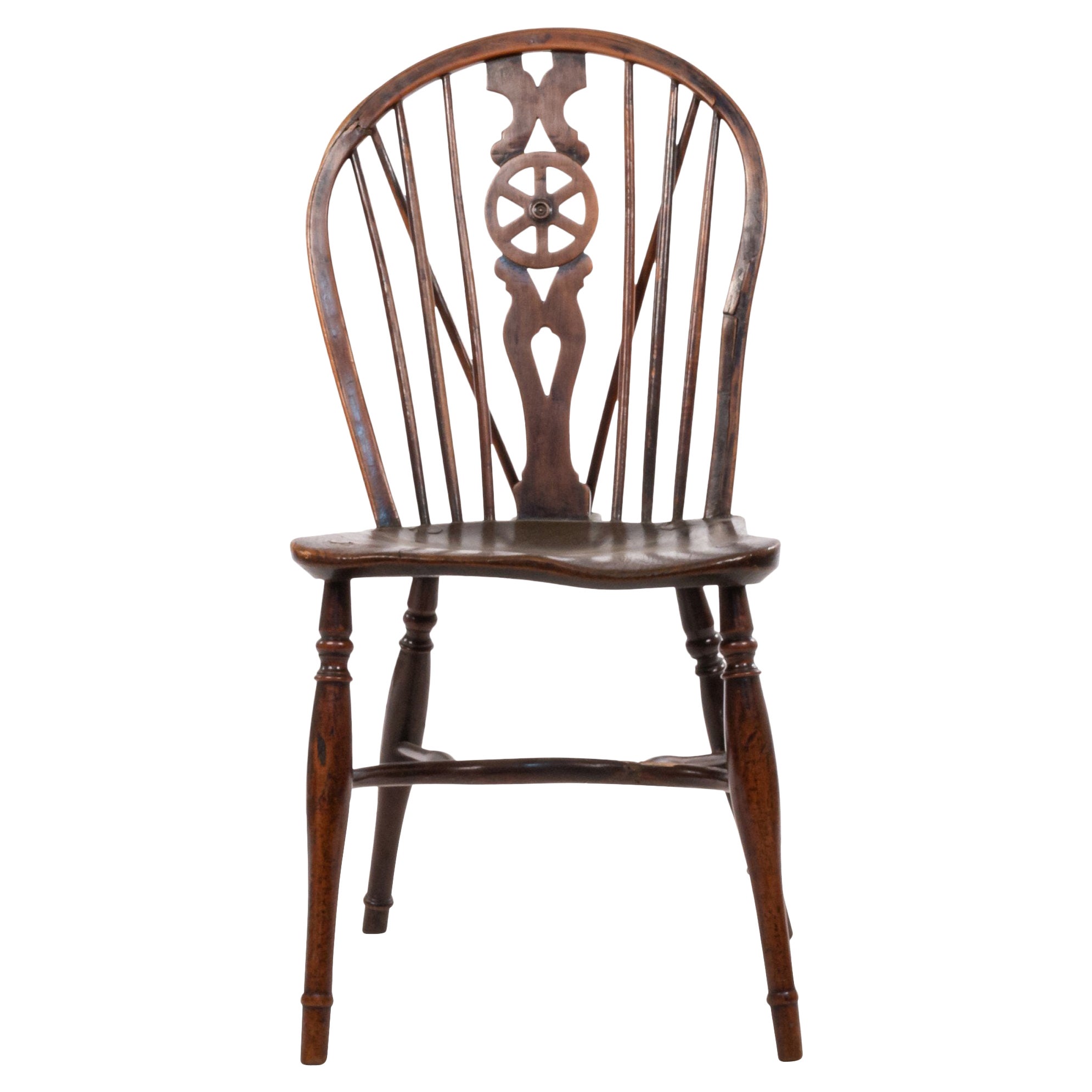 English Country Walnut Windsor Side Chair For Sale