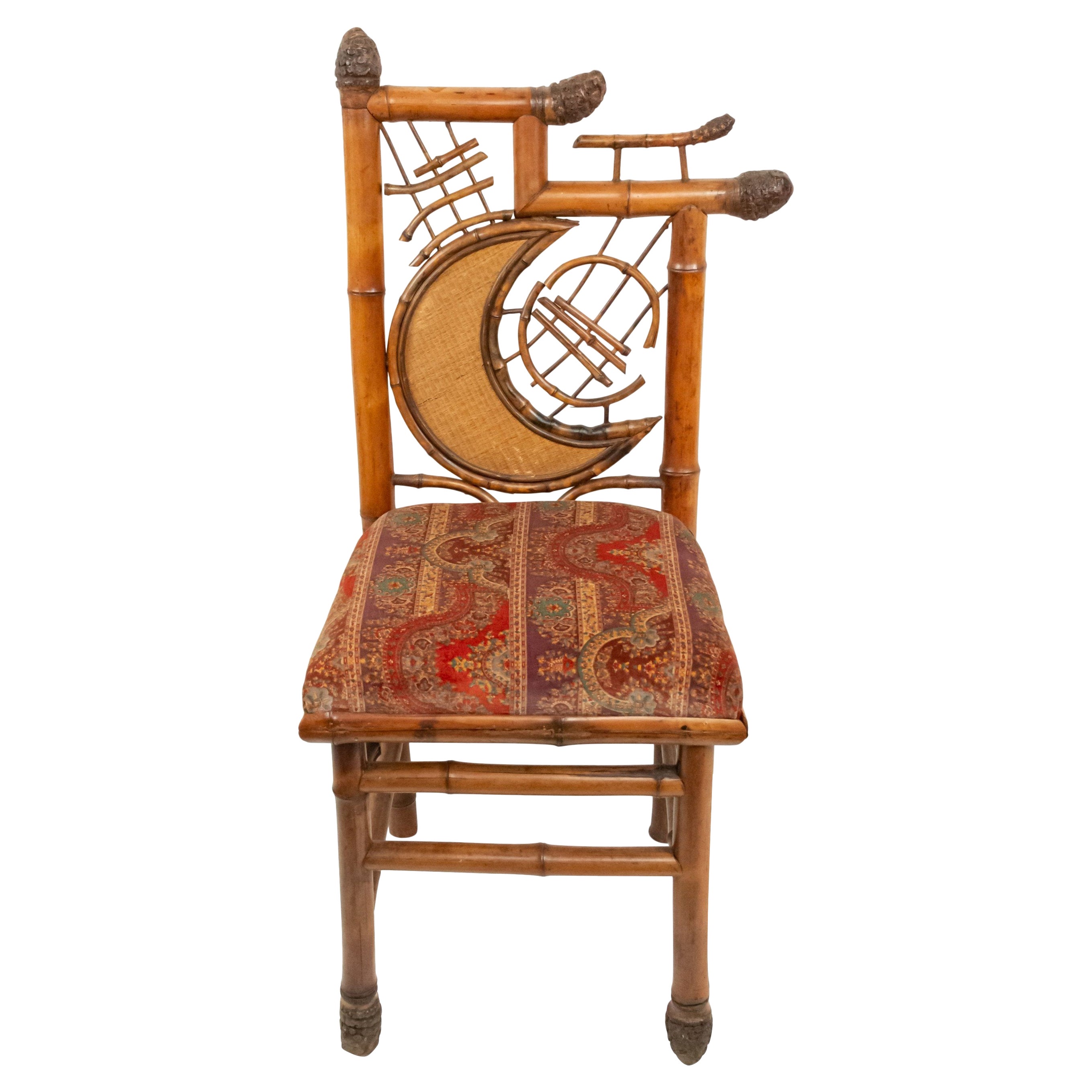 English Victorian Half Moon Bamboo Side Chairs For Sale