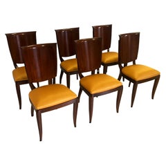 Chaises de salle à manger italiennes jaune mi-siècle par Vittorio Dassi, ensemble de six, années 1950