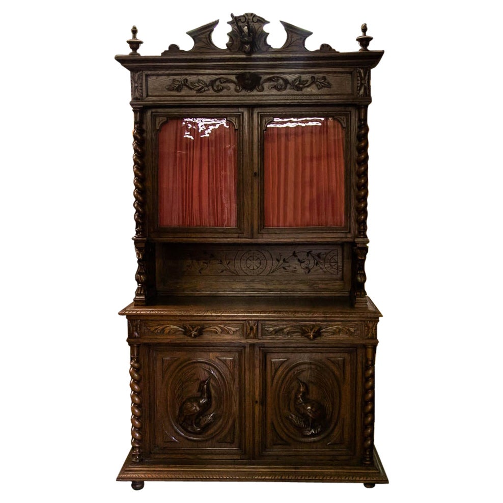French Carved Stepback Cupboard For Sale