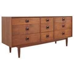 Founders Style Mid Century Walnut 9 Drawer Dresser